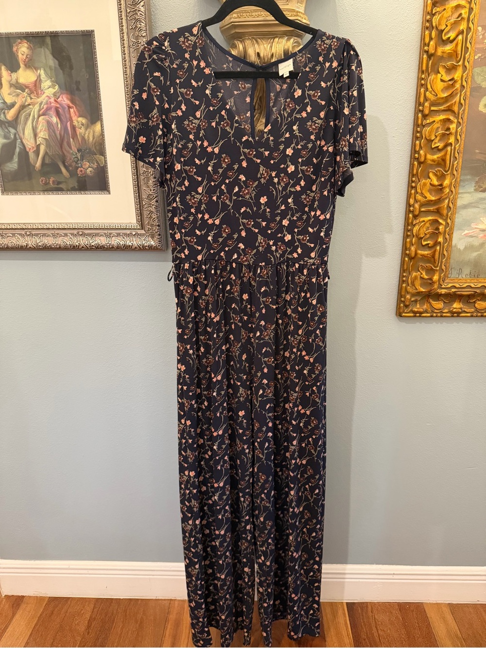 Kaileigh Navy Jumpsuit with Pink Floral Print